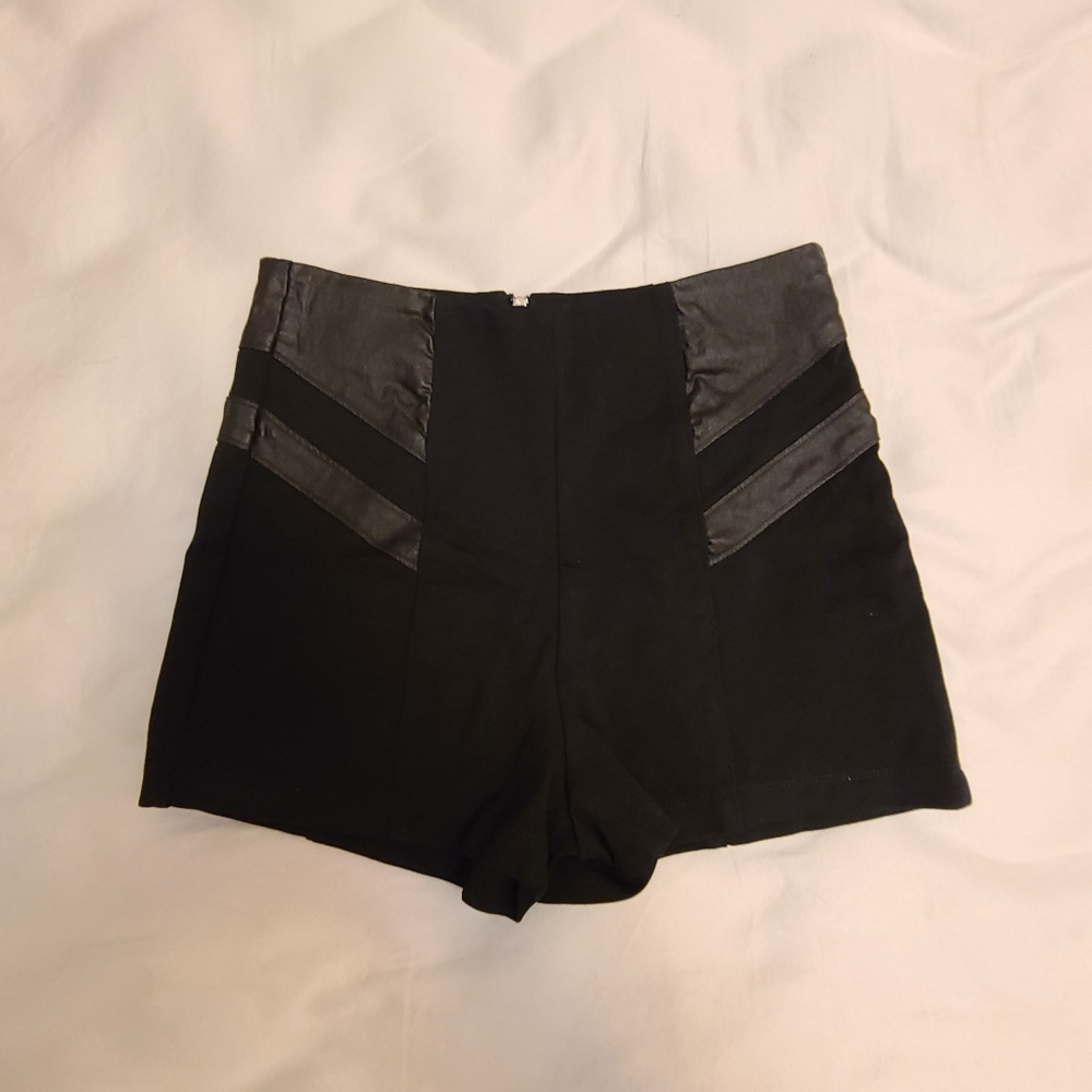 Forever 21 Black Shorts with Leather Trim